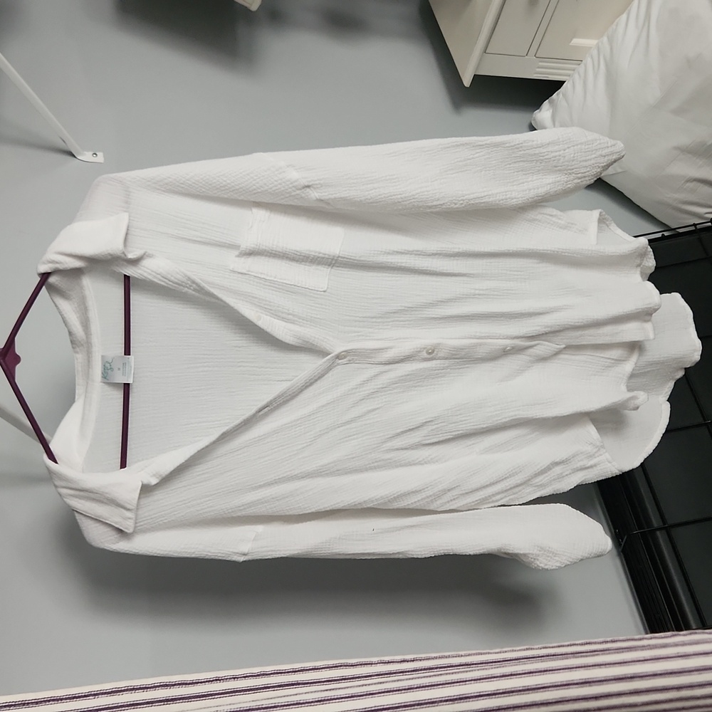 Kona Sol Swim Cover-up Shirt - White